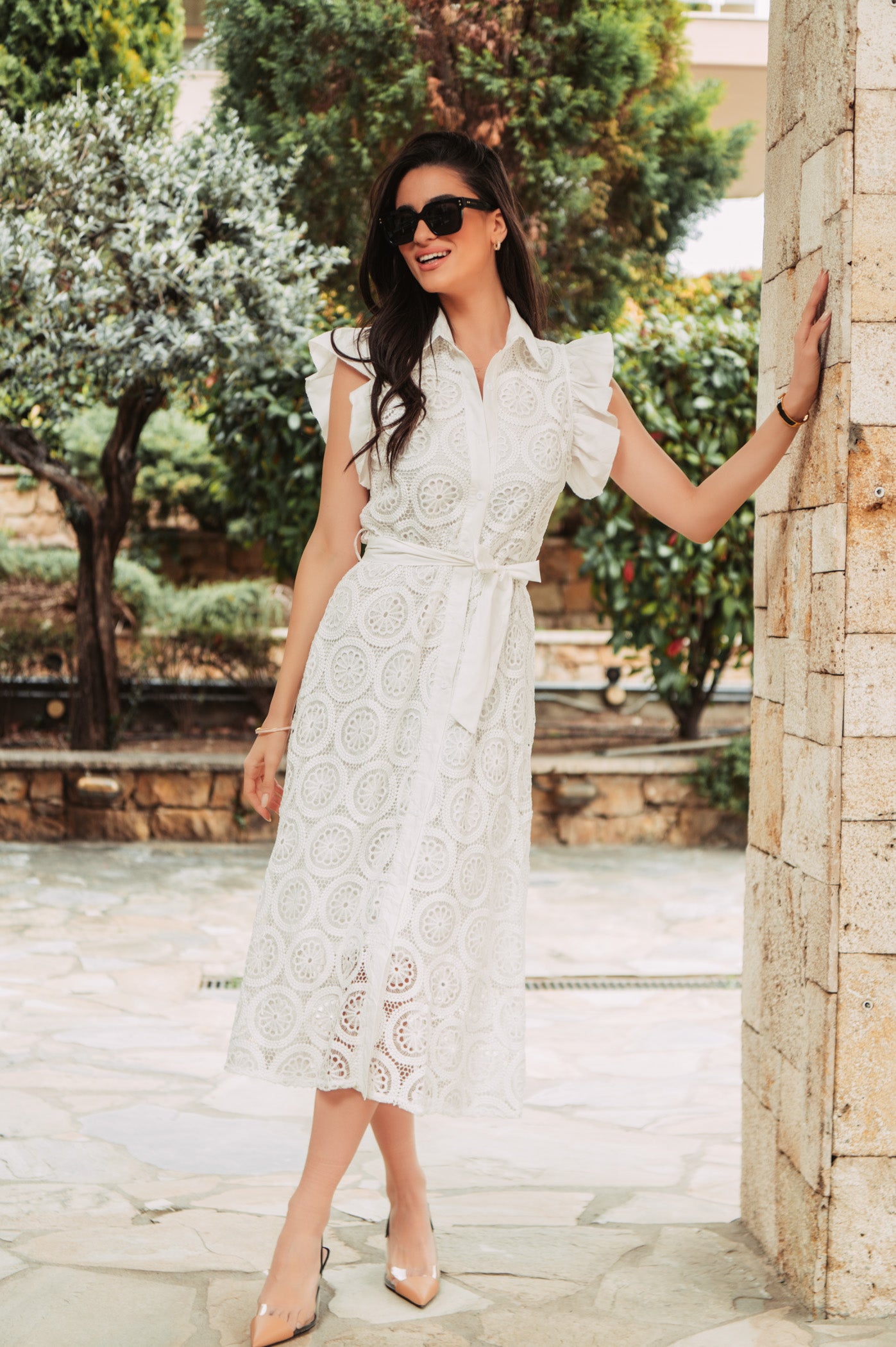 Robe blanche en dentelle élégante  👌Esprit romantique