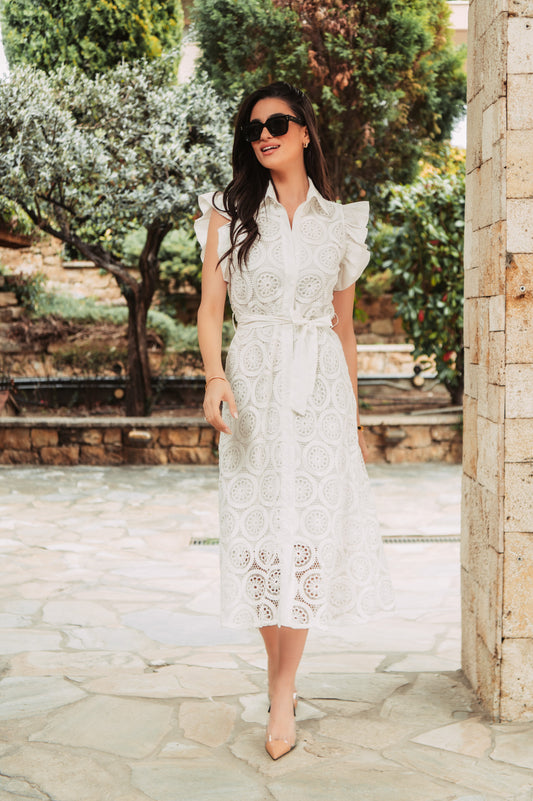 Robe blanche en dentelle élégante  👌Esprit romantique
