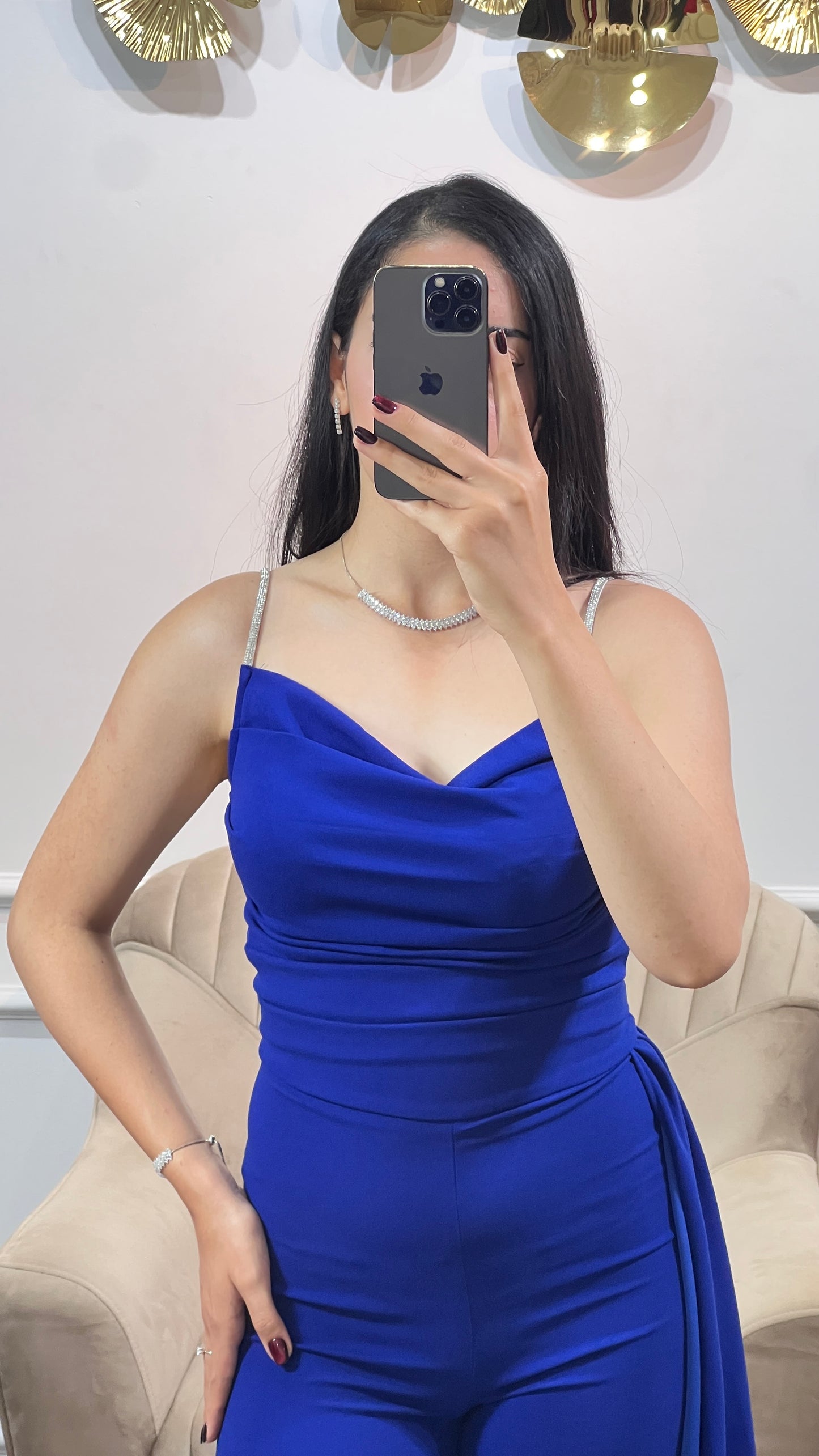 Combinaison Chic Bleu Royal – Style Glamour & Élégance